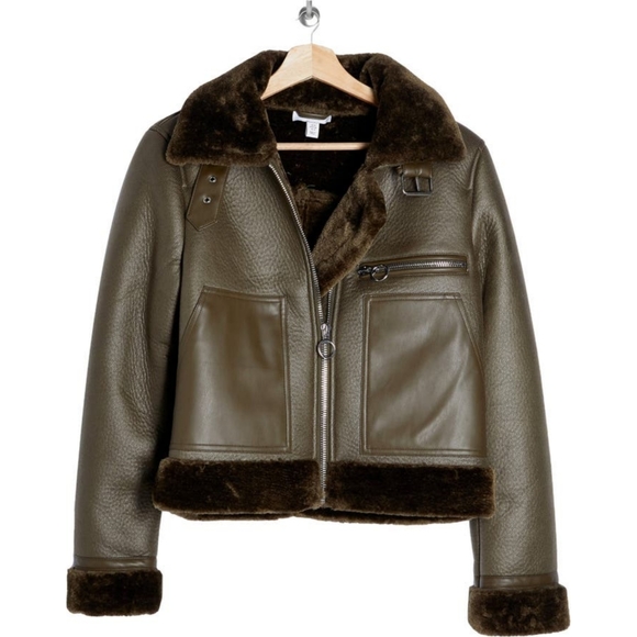 Faux leather cropped bomber jacket - Picture 1 of 8